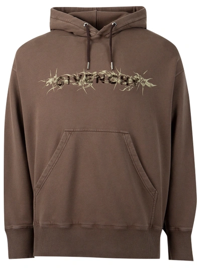 Shop Givenchy C&s Barbed Wire Hoodie Chocolate Brown
