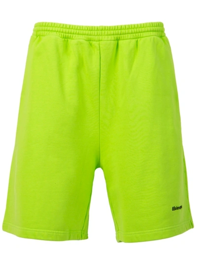 Shop Balenciaga Fluorescent Logo Sweat Shorts Lime And Black