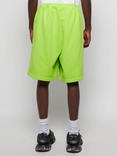 Shop Balenciaga Fluorescent Logo Sweat Shorts Lime And Black