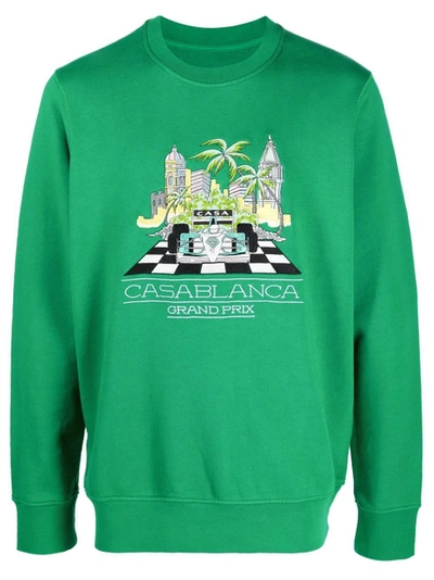 Shop Casablanca Finish Line Large Embroidered Sweatshirt Green