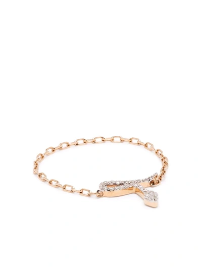 Shop Djula 18kt Rose Gold Snake Diamond Chain Ring