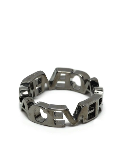 Shop Versace Logo Letter Ring In Silber