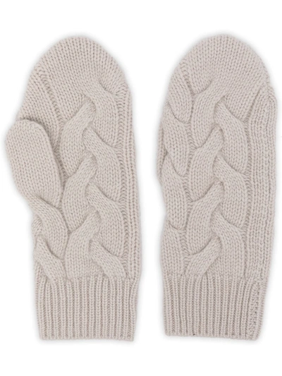 Shop N•peal Cashmere Cable-knit Mittens In Weiss