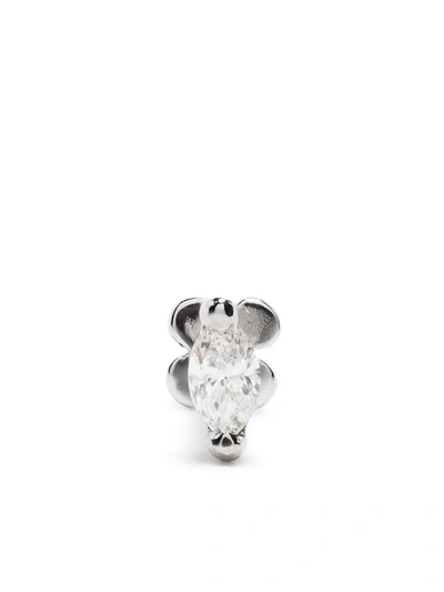 Shop White Bird 18kt And 14kt White Gold Marquise Diamond Stud Earring In Silber