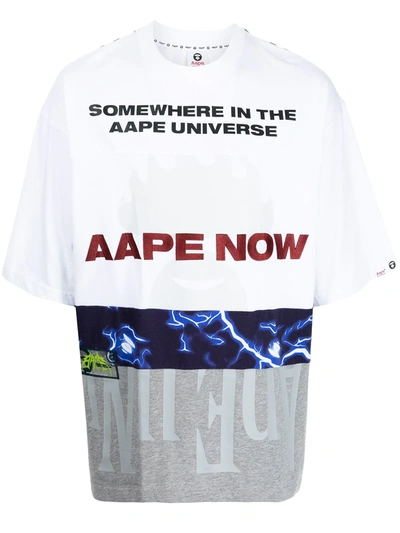 Shop Aape By A Bathing Ape All-over Graphic Print T-shirt In Weiss