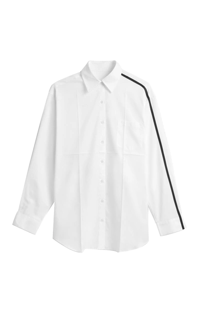 Shop Peter Do Women's Mia Stripe-detailed Cotton Shirt In White,pink