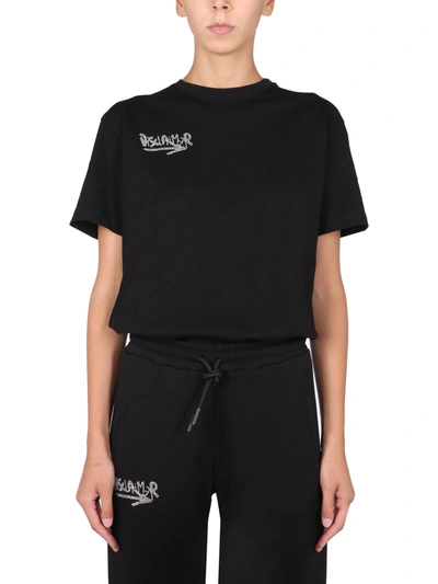 Shop Disclaimer T-shirt With Crystal Logo In Black