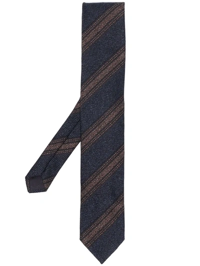 Shop Lardini Striped Jacquard Tie In 蓝色