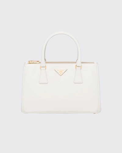 Shop Prada Galleria Small Saffiano Double-zip Tote Bag In White