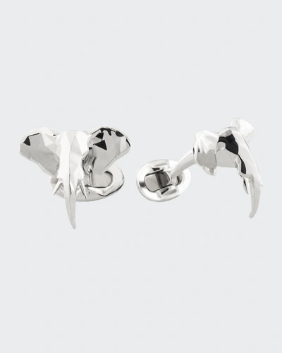 Shop Fils Unique Ziggy Faceted Elephant Cufflinks In Light Gray