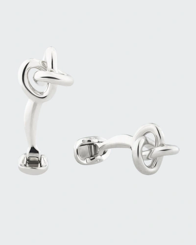 Shop Fils Unique Round Knot Cufflinks In Silver