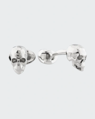 Shop Fils Unique Poor Yorick Faceted Skull Cufflinks In Silver