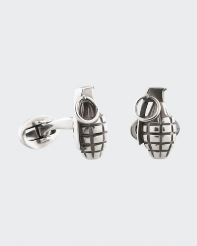 Shop Fils Unique Grenades Cufflinks In Silver