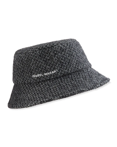 Shop Isabel Marant Denji Wool-blend Bucket Hat In Chalk