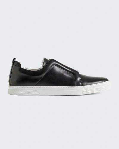 Shop Pierre Hardy Leather Laceless Slip-on Sneakers In Black