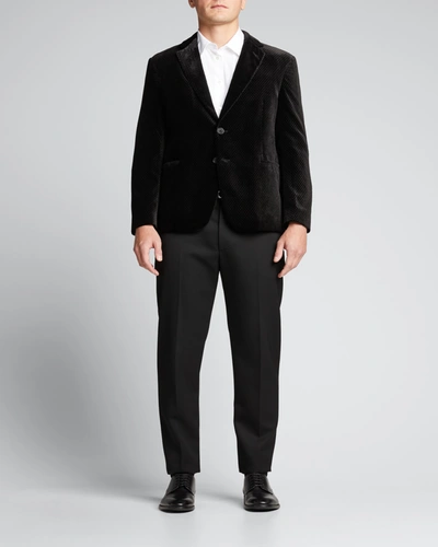 Shop Giorgio Armani Men's Textured Velvet Sport Jacket In Black
