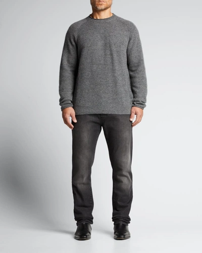 Shop Agnona Men's Mock-neck Gauzed Cashmere-silk Sweater In Flannel Grey