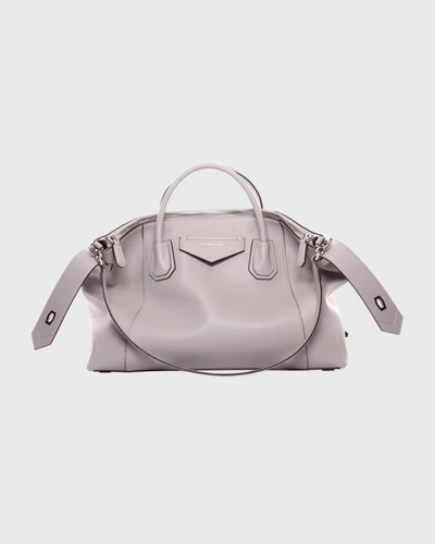 Shop Givenchy Medium Antigona Soft Satchel Bag In Calfskin In Medium Grey