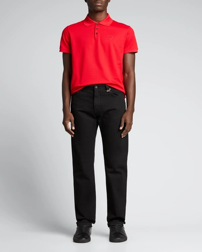 Shop Saint Laurent Men's New Sport Pique Polo Shirt In Red