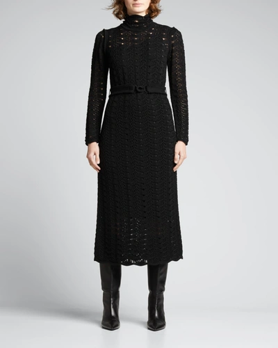 Shop Zimmermann Concert Long-sleeve Midi Dress In Black