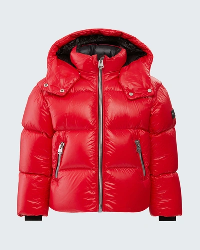 Shop Mackage Kid's Jesse Logo Quilted Jacket In Red