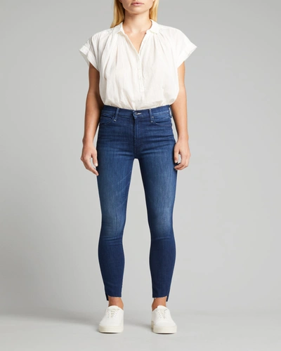 Shop Mother The Stunner Zip Anke Fray Jeans In Cross Your Finger