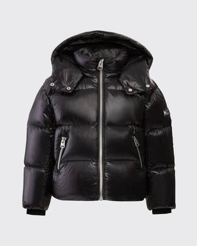 Shop Mackage Kid's Jesse Logo Quilted Jacket In Black