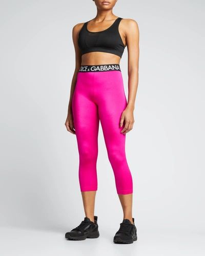 Shop Dolce & Gabbana Dg Pop Midi Leggings With Banded Waist In Ciclamino
