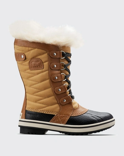 Shop Sorel Kid's Tofino Ii Tall Hiking Boots With Fur-trim In Curry Elk