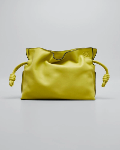 Shop Loewe Flamenco Mini Napa Drawstring Clutch Bag In Lime Yellow