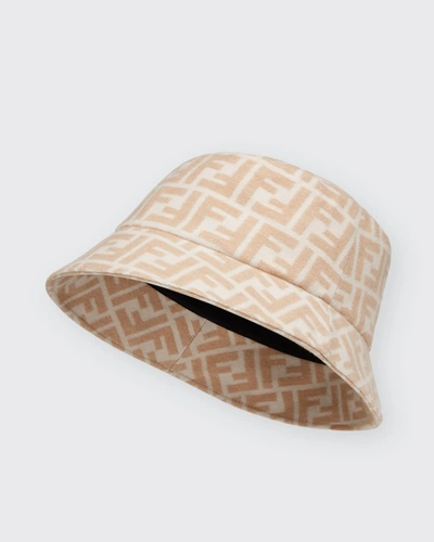 Shop Fendi Ff Monogram Jacquard Bucket Hat In Camel