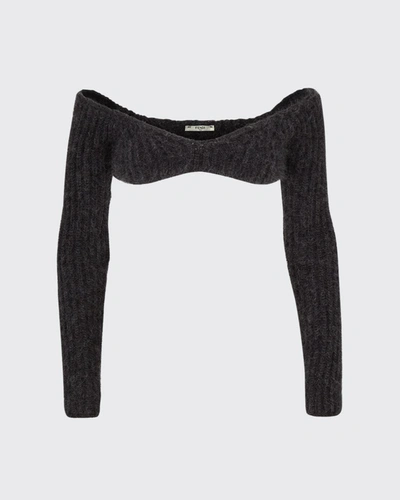 Fendi Ribbed Off-the-shoulder Bandeau Crop Top In Gris | ModeSens Fendi Ribbed Off-the-shoulder Bandeau Crop Top In Gris | ModeSens