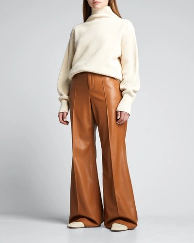 Shop Alice And Olivia Dylan High-waist Faux-leather Pants In Camel