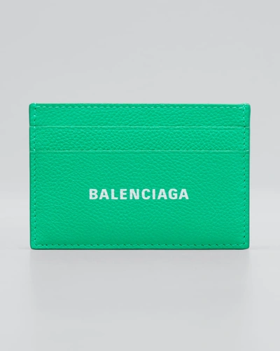 Shop Balenciaga Men's Calfskin Cash Card Holder In Greenwhite