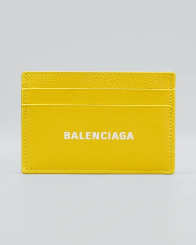 Shop Balenciaga Men's Calfskin Cash Card Holder In Yellowwht