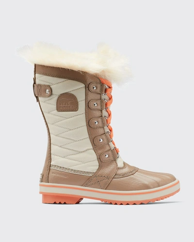 Shop Sorel Kid's Tofino Ii Tall Hiking Boots With Fur-trim In Fawn Omega Taupe