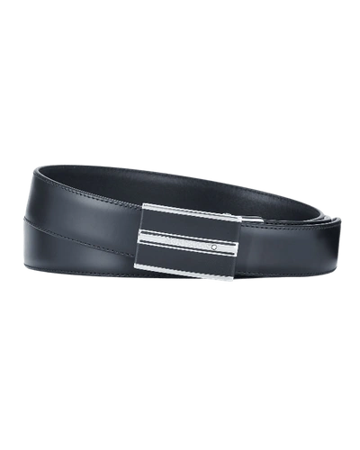 Shop Montblanc Men's Smooth Leather Cut-to-size Business Belt In Black