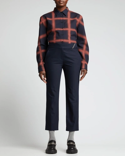 Shop Marni Sprayed-front Tight Fitted Wool Shirt In Clay