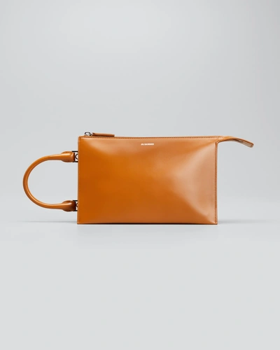 Shop Jil Sander Tootie Small Side Zip Top-handle Bag In Medium Brown