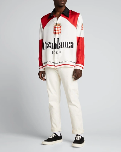 Shop Casablanca Men's 100s Graphic Silk Sport Shirt In  100s