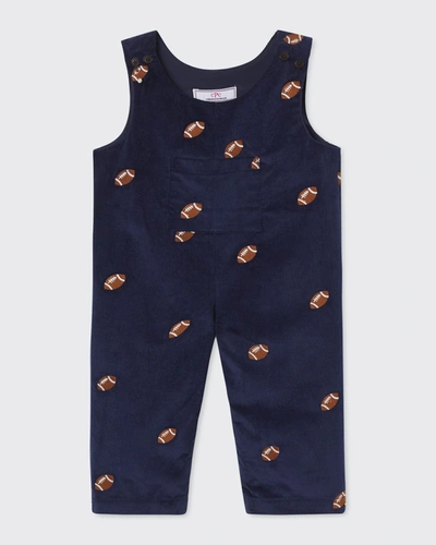 Shop Classic Prep Childrenswear Boy's Tucker Corduroy Overalls In Blue Footballs