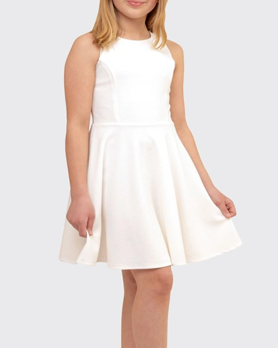 Shop Un Deux Trois Girl's Sleeveless Fit-and-flare Dress In Ivory