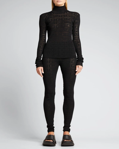 Shop Givenchy 4g Monogram Knit Leggings In Black
