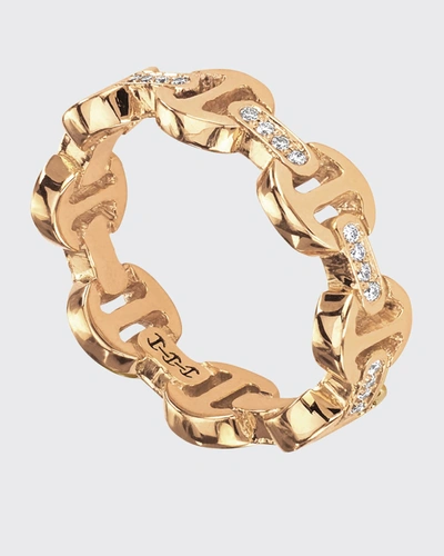 Shop Hoorsenbuhs 18k Yellow Gold Dame Tri-link With Diamond Bridges Ring In Yg