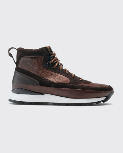 Shop Magnanni Men's Bodhi Leather & Suede Sneaker Boots, Brown