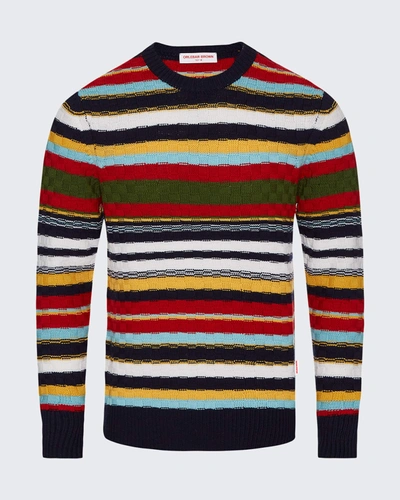 Shop Orlebar Brown Men's Ethan Augustus Stripe Sweater In Volcanic Reddune
