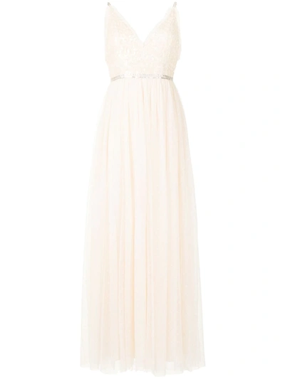 Shop Needle & Thread Aurelia Sequin-embellished Frill-trim Tulle Gown In Weiss