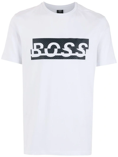Shop Hugo Boss Logo-print Cotton T-shirt In Weiss