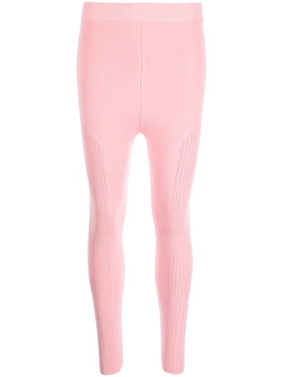 Shop Az Factory High-waisted Ribbed-detail Leggings In Rosa