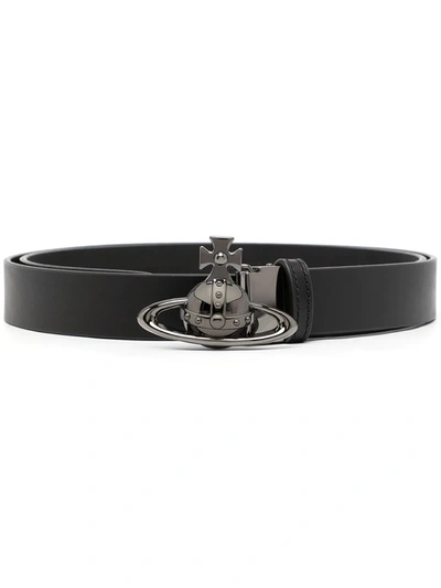 Shop Vivienne Westwood Orb-buckle Leather Belt In Schwarz